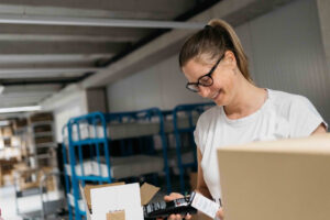 An employee working for KissKiss logistics, one of the most famous Swiss e-shops specializing in sex toys